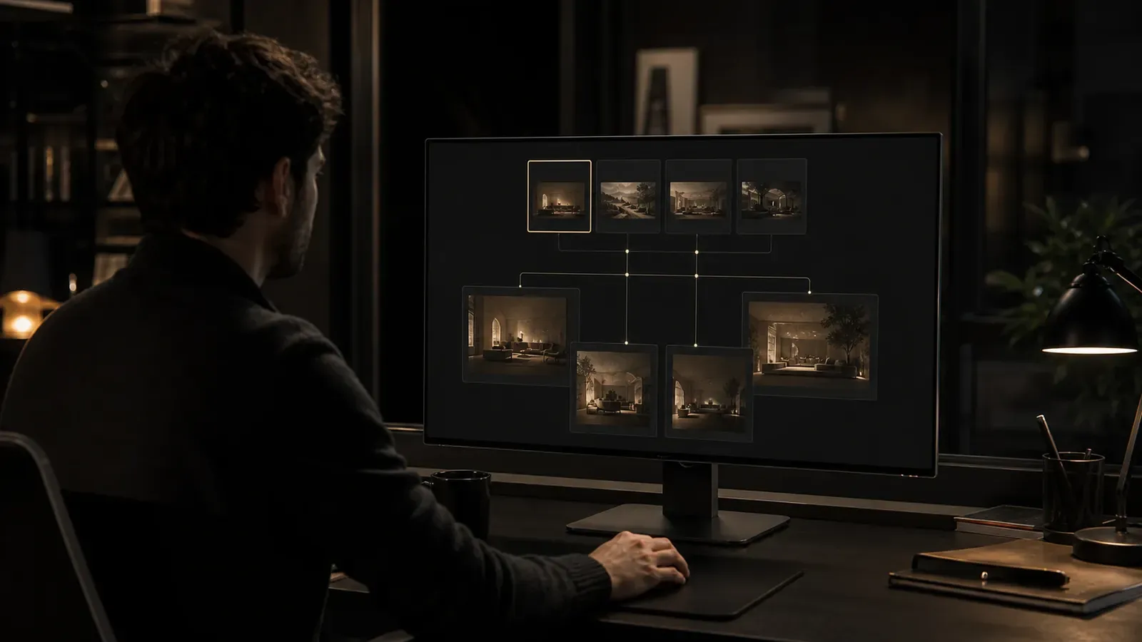 A designer selecting an aesthetic model chip on a canvas