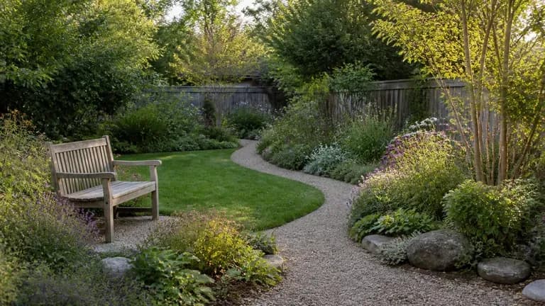 A naturalistic private garden redesign preview with a relaxed, informal mood