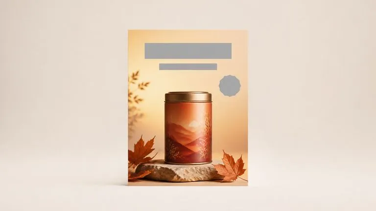 A packshot turned into an autumn seasonal promotion poster