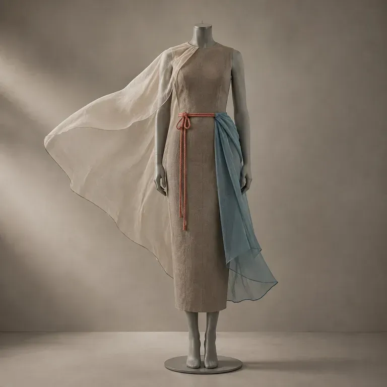 A close-up of a runway-concept look with a more exaggerated silhouette