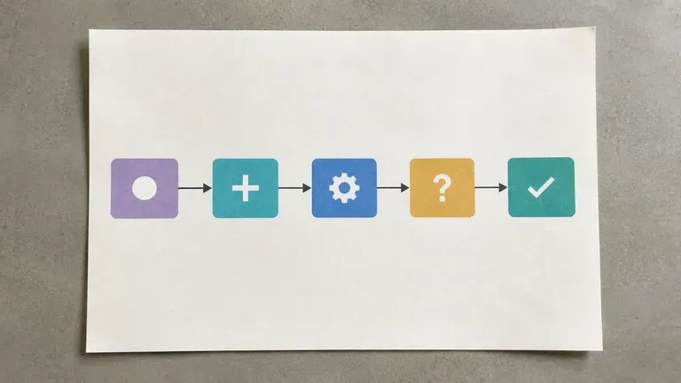 A freshly generated simple linear flowchart with consistently coloured boxes