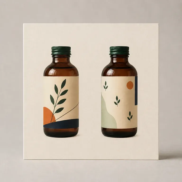 Two packaging direction thumbnails placed side by side for comparison