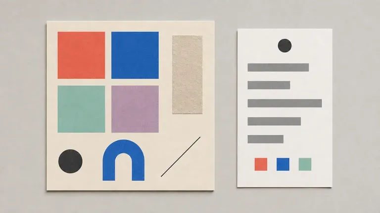 A brand-exploration style abstract render beside its prompt card