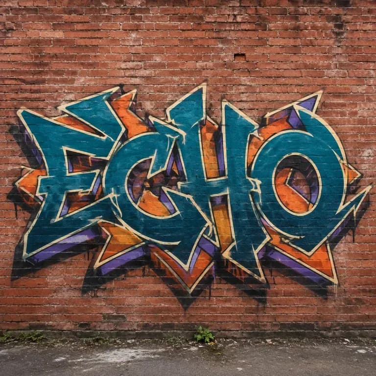 A close-up of the word ECHO in wildstyle graffiti