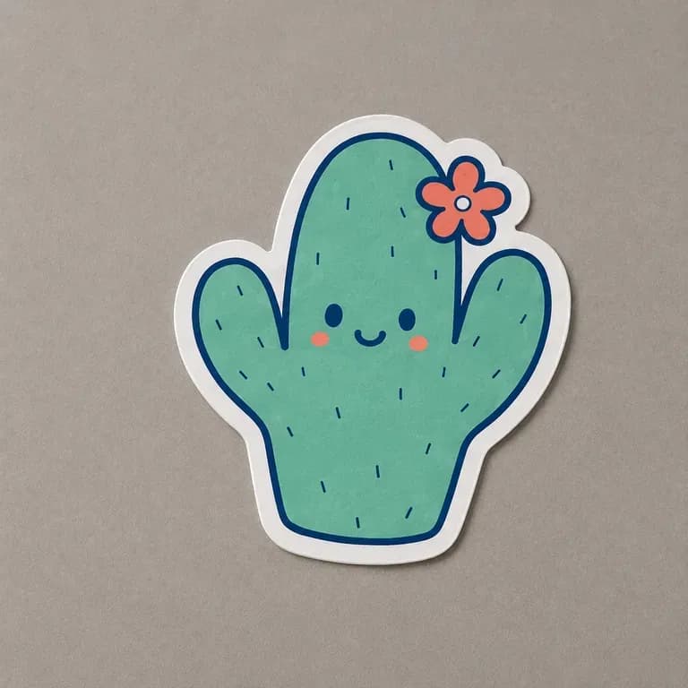 A close-up of a single character sticker with a clean die-cut border